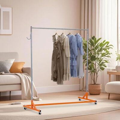 GarveeHome Z-Förmiger Kleiderständer Aus Metall, Kleiderständer Mit Seitlichen Haken Und Staubschutz, Platzsparender Flurständer Mit Feststellbare Räder, Für Wohnzimmer Und Einzelhandelsgeschäfte GarveeHome Z-Förmiger Kleiderständer Aus Metall, Kleiderständer Mit Seitlichen Haken Und Staubschutz, Platzsparender Flurständer Mit Feststellbare Räder, Für Wohnzimmer Und Einzelhandelsgeschäfte
