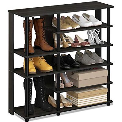Furinno Turn-N-Tube Schuhregal - 6-stufig, Espresso/schwarz Furinno Turn-N-Tube Schuhregal - 6-stufig, Espresso/schwarz