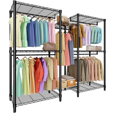 GarveeHome Schwerlast Kleiderständer, Freistehender Kleiderschrank mit Höhenverstellbaren Einlegeböden, 195*45*195 cm, Tragkraft bis 850 kg – Stabile Kleiderstange für für Schlafzimmer, Wohnzimmer GarveeHome Schwerlast Kleiderständer, Freistehender Kleiderschrank mit Höhenverstellbaren Einlegeböden, 195*45*195 cm, Tragkraft bis 850 kg – Stabile Kleiderstange für für Schlafzimmer, Wohnzimmer