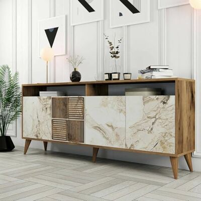 Dmora - Consola Virgo - Walnuss - Weißer Marmor - Console Table Dmora - Consola Virgo - Walnuss - Weißer Marmor - Console Table