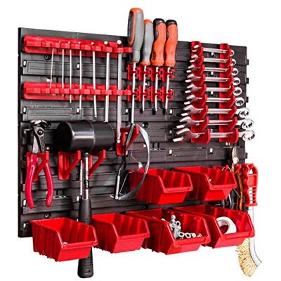 botle Lagersystem Wandregal Werkzeughalterungen Stapelboxen Schüttenregal Sichtlagerkästen Extra Starke Wandplatten Regal Erweiterbar Werkstattregal Lagerregal (Rot 1) botle Lagersystem Wandregal Werkzeughalterungen Stapelboxen Schüttenregal Sichtlagerkästen Extra Starke Wandplatten Regal Erweiterbar Werkstattregal Lagerregal (Rot 1)