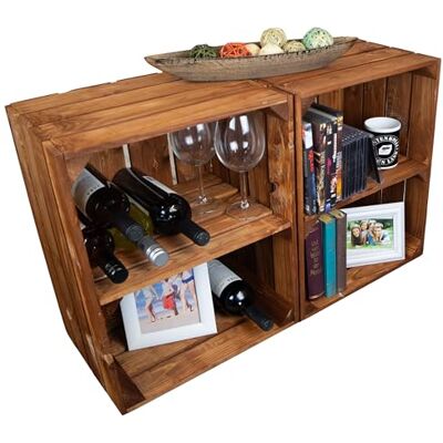 Kistenkolli Altes Land Holzkiste Ocker Schuhablage Schuhständer DIY Upcycling Regalbau Schuhaufbewahrung stabiles Regal in Obstkisten Weinkisten Optik (Ocker mit Querbrett, 2er Set) Kistenkolli Altes Land Holzkiste Ocker Schuhablage Schuhständer DIY Upcycling Regalbau Schuhaufbewahrung stabiles Regal in Obstkisten Weinkisten Optik (Ocker mit Querbrett, 2er Set)