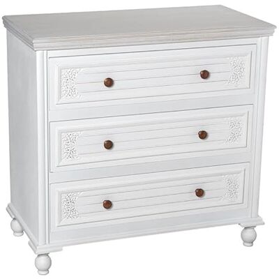 DRW Kommode mit 3 Schubladen aus MDF-Holz in Weiß und Creme, 78 x 80 x 40 cm DRW Kommode mit 3 Schubladen aus MDF-Holz in Weiß und Creme, 78 x 80 x 40 cm