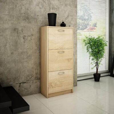 Home Collective Schuhschrank mit 3 aufklappbaren Schubladen Schuhregal mit 3 Fächern weiche abgerundete Kanten 50cm breit laminierte Platte Matte Oberfläche platzsparende Schuhaufbewahrung Sonoma Home Collective Schuhschrank mit 3 aufklappbaren Schubladen Schuhregal mit 3 Fächern weiche abgerundete Kanten 50cm breit laminierte Platte Matte Oberfläche platzsparende Schuhaufbewahrung Sonoma