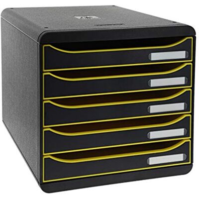 Exacompta 309989D Premium Ablagebox mit 5 Schubladen für DIN A4+ Dokumente. Stapelbare Schubladenbox mit hoher Kapazität für mehr Platz auf dem Schreibtisch Big Box Plus Black Office Schwarz Gelb Exacompta 309989D Premium Ablagebox mit 5 Schubladen für DIN A4+ Dokumente. Stapelbare Schubladenbox mit hoher Kapazität für mehr Platz auf dem Schreibtisch Big Box Plus Black Office Schwarz Gelb