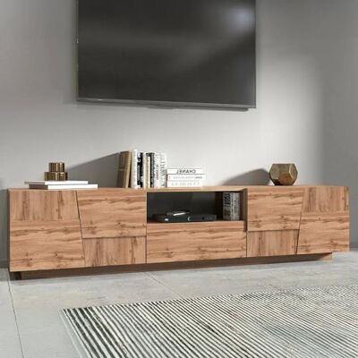 Dmora TV-Ständer Vanni, niedriges Wohnzimmer-Kommode mit 4 Türen und 1 Schublade, TV-Ständer-Basis, 220x44x46 cm, Eiche Dmora TV-Ständer Vanni, niedriges Wohnzimmer-Kommode mit 4 Türen und 1 Schublade, TV-Ständer-Basis, 220x44x46 cm, Eiche