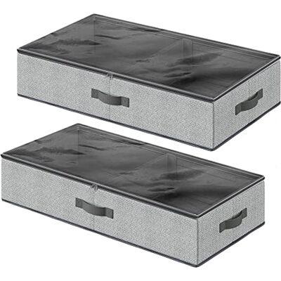 SONGMICS Unterbettkommode, Faltbarer Organizer mit Sichtfenster, 2er Set, Unterbett Aufbewahrungsbox, Vliesstoff, platzsparend, unter dem Bett oder auf dem Schrank, grau, TINA Kollektion RUB002G01 SONGMICS Unterbettkommode, Faltbarer Organizer mit Sichtfenster, 2er Set, Unterbett Aufbewahrungsbox, Vliesstoff, platzsparend, unter dem Bett oder auf dem Schrank, grau, TINA Kollektion RUB002G01