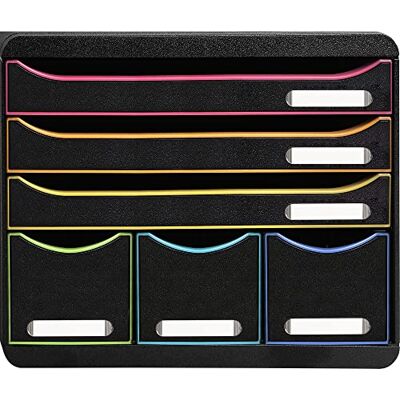 Exacompta 306914D Ablagebox Harlekin Querformat mit 6 Schubladen für DIN A+ Dokumente. Belastbare Schubladenbox mit hoher Kapazität für mehr Platz Store Box Blauer Engel Schwarz Bunt Exacompta 306914D Ablagebox Harlekin Querformat mit 6 Schubladen für DIN A+ Dokumente. Belastbare Schubladenbox mit hoher Kapazität für mehr Platz Store Box Blauer Engel Schwarz Bunt