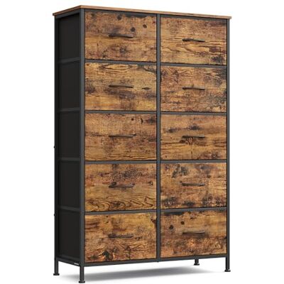 SONGMICS BELLAH Kollektion Kommode, Schrank, Aufbewahrungsschrank, für Schlafzimmer, Flur, Wohnzimmer, Stahl, 10 Schubladen, Industrie-Stil, vintagebraun-tintenschwarz LGS125BH04 SONGMICS BELLAH Kollektion Kommode, Schrank, Aufbewahrungsschrank, für Schlafzimmer, Flur, Wohnzimmer, Stahl, 10 Schubladen, Industrie-Stil, vintagebraun-tintenschwarz LGS125BH04