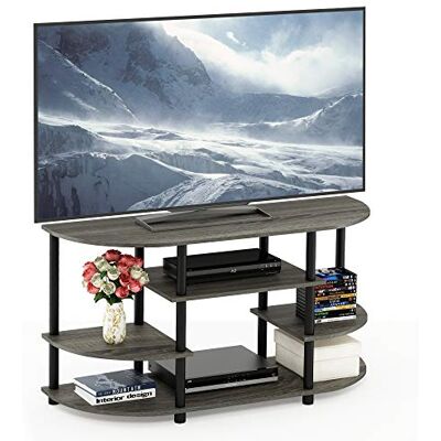 Furinno JAYA Eck-TV-Schrank - Französisch Eiche Grau/Schwarz - TV-Schrank Furinno JAYA Eck-TV-Schrank - Französisch Eiche Grau/Schwarz - TV-Schrank