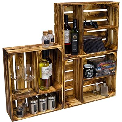 Kistenkolli Altes Land Gewürzregal aus Holz geflammt Obstkisten Traute mit zwei Ebenen ca 50cm x40cm x16cm/ Regalkiste Holzkiste/Weinkisten Wanddeko Vintage Kiste Wandregal CD-Regal (3er set Traute) Kistenkolli Altes Land Gewürzregal aus Holz geflammt Obstkisten Traute mit zwei Ebenen ca 50cm x40cm x16cm/ Regalkiste Holzkiste/Weinkisten Wanddeko Vintage Kiste Wandregal CD-Regal (3er set Traute)