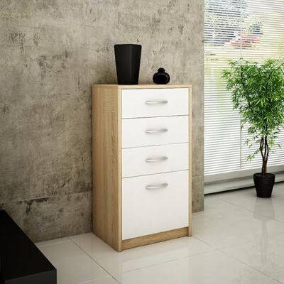 Home Collective Kommode mit 4 Schubladen Kommode 45cm breit Holz Schrank Kommode mit Schubladen Sideboard Highboard Anrichte Schlafzimmer Wohnzimmer Flur Büro Organizer Sonoma weiß Home Collective Kommode mit 4 Schubladen Kommode 45cm breit Holz Schrank Kommode mit Schubladen Sideboard Highboard Anrichte Schlafzimmer Wohnzimmer Flur Büro Organizer Sonoma weiß