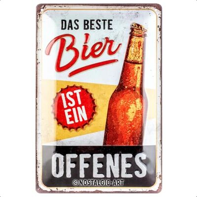 ART Retro Blechschild, 20 x 30 cm, Das beste Bier ist ein offenes ART Retro Blechschild, 20 x 30 cm, Das beste Bier ist ein offenes