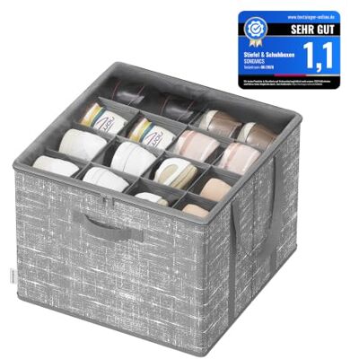 SONGMICS Schuh-Organizer, 1 Stück, für bis zu 16 Paar Schuhe, Griffe Schuhaufbewahrung, transparenter Deckel, Schilfgrau und Taubengrau, TINA Kollektion LSP601G01 SONGMICS Schuh-Organizer, 1 Stück, für bis zu 16 Paar Schuhe, Griffe Schuhaufbewahrung, transparenter Deckel, Schilfgrau und Taubengrau, TINA Kollektion LSP601G01