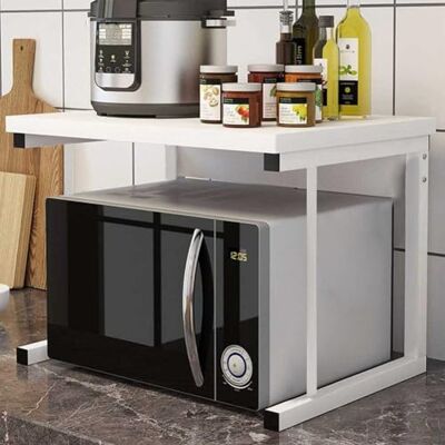 BAKAJI Schrankregal für Mikrowelle, Gestell aus Metall mit Ablage aus MDF-Holz, Organizer für Werkzeuge, Küchenutensilien, modernes Design, Größe 54 x 35 x 35 cm (Weiß) BAKAJI Schrankregal für Mikrowelle, Gestell aus Metall mit Ablage aus MDF-Holz, Organizer für Werkzeuge, Küchenutensilien, modernes Design, Größe 54 x 35 x 35 cm (Weiß)