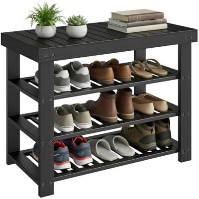 SONGMICS Schuhregal aus Bambus, Schuhablage mit 4 Ebenen, Schuh-Organizer, für Wohnzimmer, Badezimmer, Schlafzimmer, 28,7 x 70 x 52 cm, tintenschwarz LBS370BH01 SONGMICS Schuhregal aus Bambus, Schuhablage mit 4 Ebenen, Schuh-Organizer, für Wohnzimmer, Badezimmer, Schlafzimmer, 28,7 x 70 x 52 cm, tintenschwarz LBS370BH01