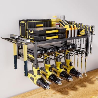 GarveeMore Organizer für Elektrowerkzeuge, zur Aufbewahrung, Wandwerkzeug, Wandregal, mit 4 Ebenen, Aufbewahrung für Garage, Werkstatt, Wandwerkzeug, für Garage, Werkstatt, 60 x 24,5 x 16,5 cm (schwarz) GarveeMore Organizer für Elektrowerkzeuge, zur Aufbewahrung, Wandwerkzeug, Wandregal, mit 4 Ebenen, Aufbewahrung für Garage, Werkstatt, Wandwerkzeug, für Garage, Werkstatt, 60 x 24,5 x 16,5 cm (schwarz)