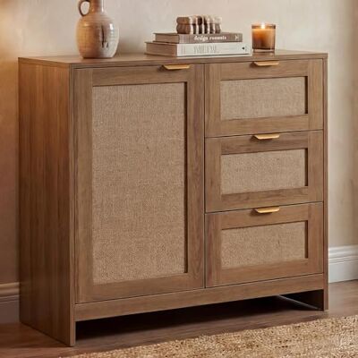Mendler Kommode HWC-P50 MDF Melamin Leinenfront braun Schrank, Sideboard, Highboard, Schubladen, Staufach Mendler Kommode HWC-P50 MDF Melamin Leinenfront braun Schrank, Sideboard, Highboard, Schubladen, Staufach
