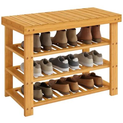SONGMICS Schuhregal aus Bambus, Schuhablage mit 4 Ebenen, Schuh-Organizer, für Wohnzimmer, Badezimmer, Schlafzimmer, 28,7 x 70 x 52 cm, naturfarben LBS370YL01 SONGMICS Schuhregal aus Bambus, Schuhablage mit 4 Ebenen, Schuh-Organizer, für Wohnzimmer, Badezimmer, Schlafzimmer, 28,7 x 70 x 52 cm, naturfarben LBS370YL01