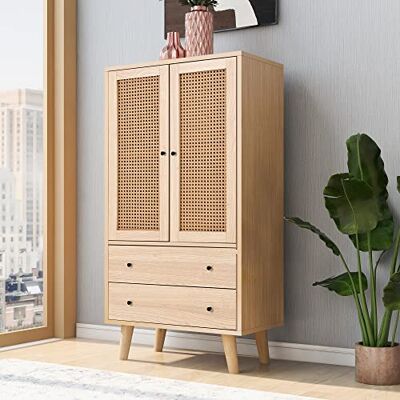Merax Wohnzimmer Sideboard Kommode mit Türen und Schubladen, großem Stauraum, 60T x 40B x 120H cm, Holz, Wood Merax Wohnzimmer Sideboard Kommode mit Türen und Schubladen, großem Stauraum, 60T x 40B x 120H cm, Holz, Wood