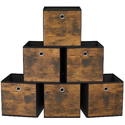 SONGMICS Aufbewahrungsbox 6er Set, Faltbox, 26 x 26 x 28 cm Ordnungsboxen, Stoffbox, Organizer für Kleidung, Vliesstoff, für Würfelregal, Tintenschwarz, TINA Kollektion RFB126B01 SONGMICS Aufbewahrungsbox 6er Set, Faltbox, 26 x 26 x 28 cm Ordnungsboxen, Stoffbox, Organizer für Kleidung, Vliesstoff, für Würfelregal, Tintenschwarz, TINA Kollektion RFB126B01