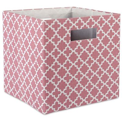 DII Faltbarer Stoff-Aufbewahrungsbehälter mit stabilen Seiten für Kinderzimmer, Büros und Zuhause, 33 x 33 x 33 cm, Gittermuster, Rosa DII Faltbarer Stoff-Aufbewahrungsbehälter mit stabilen Seiten für Kinderzimmer, Büros und Zuhause, 33 x 33 x 33 cm, Gittermuster, Rosa