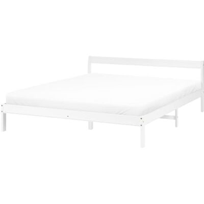 Beliani Holzbett weiß mit Lattenrost 160x200 cm schlicht Doppelbett Skandi-Design Madone Beliani Holzbett weiß mit Lattenrost 160x200 cm schlicht Doppelbett Skandi-Design Madone