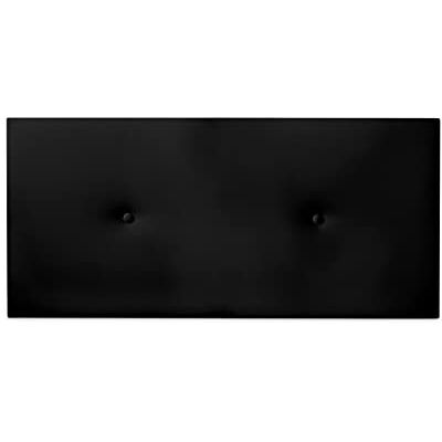 DUÉRMETE ONLINE gepolstertes Kopfteil Modell Mailand Bezug aus hochwertigem Kunstleder, Holz, Schwarz, 100 x 60 cm (Cama 90) DUÉRMETE ONLINE gepolstertes Kopfteil Modell Mailand Bezug aus hochwertigem Kunstleder, Holz, Schwarz, 100 x 60 cm (Cama 90)