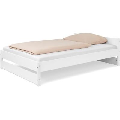 Ehrenkind ® Jugendbett höhenverstellbar 140x200 cm Massivholz Buche Weiß, Nova Pro Ehrenkind ® Jugendbett höhenverstellbar 140x200 cm Massivholz Buche Weiß, Nova Pro