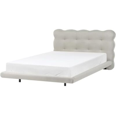 Beliani Polsterbett Stoff 120 x 200 cm beige mit gestepptem Kopfteil Soulisse Beliani Polsterbett Stoff 120 x 200 cm beige mit gestepptem Kopfteil Soulisse