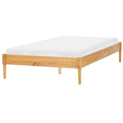 Beliani Holzbett Doppelbett Kiefernholz Hellbraun mit Lattenrost 120 x 200 cm ohne Kopfteil Skandi Veyrac Beliani Holzbett Doppelbett Kiefernholz Hellbraun mit Lattenrost 120 x 200 cm ohne Kopfteil Skandi Veyrac
