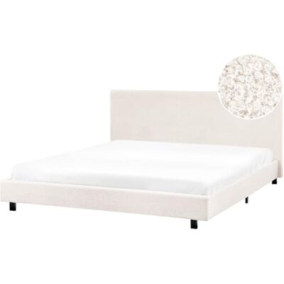 Beliani Polsterbett Bouclé Creme weiß Lattenrost 180x200 cm Stoffbett Bettgestell Albi Beliani Polsterbett Bouclé Creme weiß Lattenrost 180x200 cm Stoffbett Bettgestell Albi