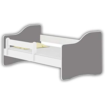 ACMA Jugendbett 180x80 Kinderbett mit Rausfallschutz und Matratze, Weiß Happy, Farbe Grau, mit Lattenrost, stabil, Kinderzimmer Bett, Jugendmöbel ACMA Jugendbett 180x80 Kinderbett mit Rausfallschutz und Matratze, Weiß Happy, Farbe Grau, mit Lattenrost, stabil, Kinderzimmer Bett, Jugendmöbel