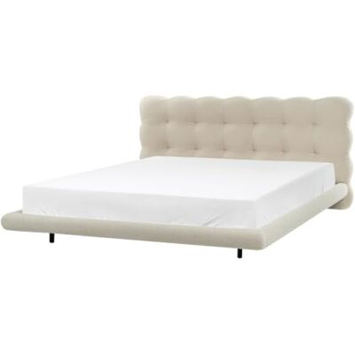 Beliani Polsterbett Bouclé 180 x 200 cm beige mit gestepptem Kopfteil Soulisse Beliani Polsterbett Bouclé 180 x 200 cm beige mit gestepptem Kopfteil Soulisse