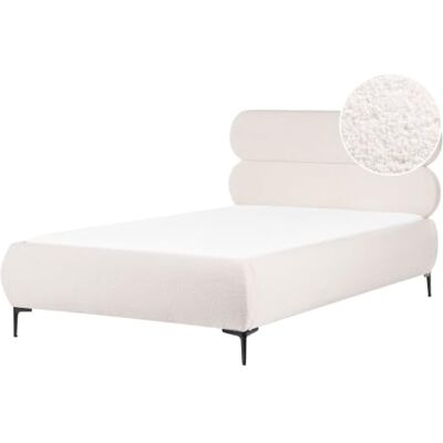 Beliani Polsterbett Bouclé Stoff cremeweiß 120 x 200 cm mit Kopfteil modern Lessay Beliani Polsterbett Bouclé Stoff cremeweiß 120 x 200 cm mit Kopfteil modern Lessay