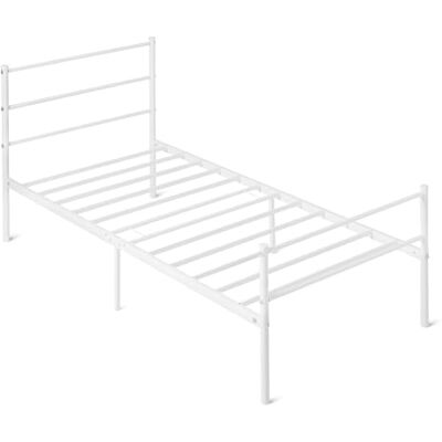 Amazon Bettgestell mit Kopfteil, rutschfest mit Stahllamellen, Metall, Nicht klappbar, 90 x 200 cm, Einzelbett, weiß Amazon Bettgestell mit Kopfteil, rutschfest mit Stahllamellen, Metall, Nicht klappbar, 90 x 200 cm, Einzelbett, weiß