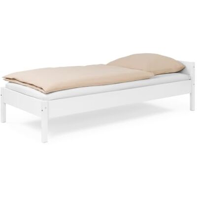 Ehrenkind ® Jugendbett 90x200 cm Massivholz Buche Weiß, Nova Standard Ehrenkind ® Jugendbett 90x200 cm Massivholz Buche Weiß, Nova Standard