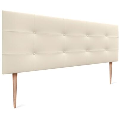DHOME Kopfteil Capitone gepolstert Kunstleder oder Stoff Acualine mit Kiefer Holzbeine 8cm dick Bett Kopfteile gepolstert gesteppt Capitone Bett Kopfteile (Kunstleder Vanille, 160 (150/160)) DHOME Kopfteil Capitone gepolstert Kunstleder oder Stoff Acualine mit Kiefer Holzbeine 8cm dick Bett Kopfteile gepolstert gesteppt Capitone Bett Kopfteile (Kunstleder Vanille, 160 (150/160))
