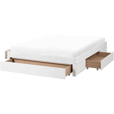 Beliani Bett ohne Kopfteil mit Stauraum Schubladen Holz weiß 160 x 200 cm Giat Beliani Bett ohne Kopfteil mit Stauraum Schubladen Holz weiß 160 x 200 cm Giat