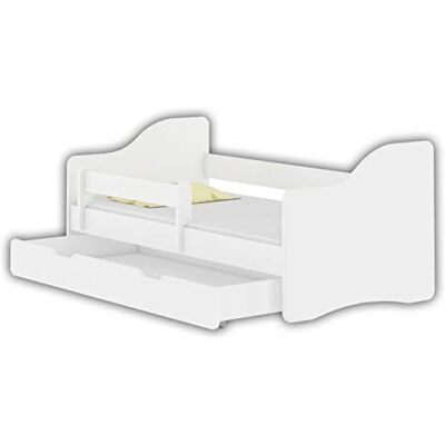 ACMA Jugendbett 180x80 Kinderbett mit Einer Schublade mit Rausfallschutz und Matratze, Weiß Happy, Farbe Weiß, mit Lattenrost, stabil, Kinderzimmer Bett, Jugendmöbel ACMA Jugendbett 180x80 Kinderbett mit Einer Schublade mit Rausfallschutz und Matratze, Weiß Happy, Farbe Weiß, mit Lattenrost, stabil, Kinderzimmer Bett, Jugendmöbel