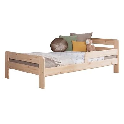 TiCAA Einzelbett Kinderbett Jugendbett, Bennet mit Rausfallschutz & Lattenrost für Schlafzimmer, Kinderzimmer Kiefer Massivholz Bettgestell 90/120 x 200 cm TiCAA Einzelbett Kinderbett Jugendbett, Bennet mit Rausfallschutz & Lattenrost für Schlafzimmer, Kinderzimmer Kiefer Massivholz Bettgestell 90/120 x 200 cm
