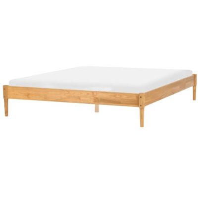 Beliani Holzbett Doppelbett Kiefernholz Hellbraun mit Lattenrost 180 x 200 cm ohne Kopfteil Skandi Veyrac Beliani Holzbett Doppelbett Kiefernholz Hellbraun mit Lattenrost 180 x 200 cm ohne Kopfteil Skandi Veyrac
