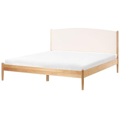 Beliani Bett Kiefernholz hellbraun mit gepolstertem Kopfteil 180 x 200 cm Clairac Beliani Bett Kiefernholz hellbraun mit gepolstertem Kopfteil 180 x 200 cm Clairac