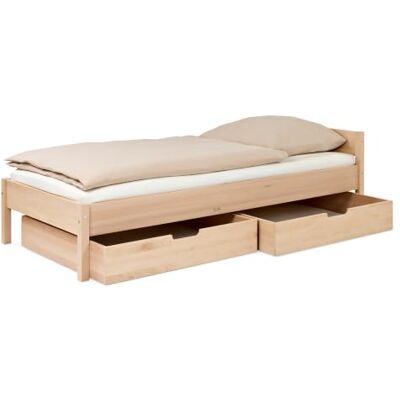 Ehrenkind ® Jugendbett 90x200 cm Massivholz Buche Natur, Nova Standard mit 2 Schubladen Ehrenkind ® Jugendbett 90x200 cm Massivholz Buche Natur, Nova Standard mit 2 Schubladen