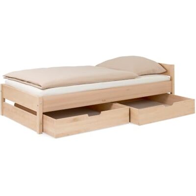 Ehrenkind ® Jugendbett höhenverstellbar 90x200 cm Massivholz Buche Natur, Nova Pro mit 2 Schubladen Ehrenkind ® Jugendbett höhenverstellbar 90x200 cm Massivholz Buche Natur, Nova Pro mit 2 Schubladen