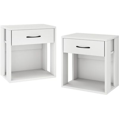 Vicco Nachttisch Virela Weiß 2er Set, zur Ablage von Alltagsgegenständen neben dem Bett Vicco Nachttisch Virela Weiß 2er Set, zur Ablage von Alltagsgegenständen neben dem Bett
