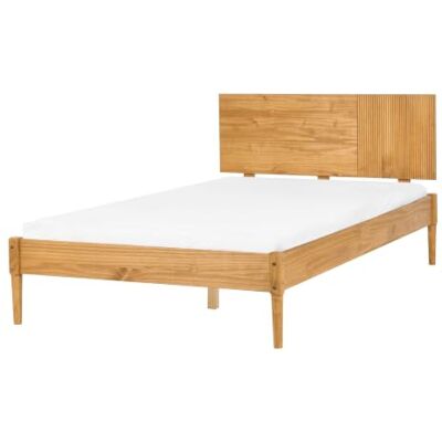 Beliani Holzbett Doppelbett Kiefernholz Hellbraun mit Lattenrost 120 x 200 cm hohes Kopfteil Skandi Flavignac Beliani Holzbett Doppelbett Kiefernholz Hellbraun mit Lattenrost 120 x 200 cm hohes Kopfteil Skandi Flavignac