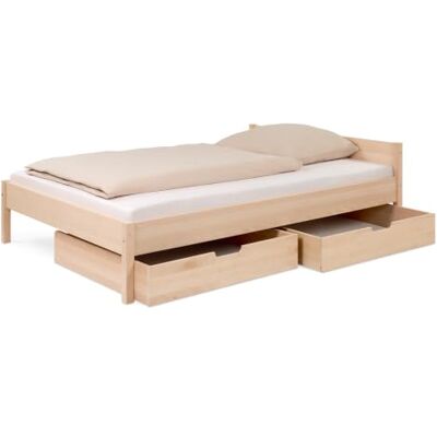 Ehrenkind ® Jugendbett 140x200 cm Massivholz Buche Natur, Nova Standard mit 2 Schubladen Ehrenkind ® Jugendbett 140x200 cm Massivholz Buche Natur, Nova Standard mit 2 Schubladen