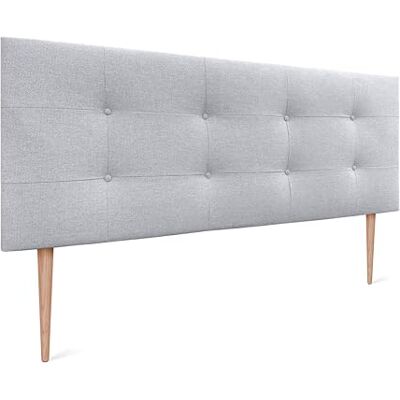 DHOME Kopfteil Capitone gepolstert Kunstleder oder Stoff Acualine mit Kiefer Holzbeine 8cm dick Bett Kopfteile gepolstert gesteppt Capitone Bett Kopfteile (Stoff Perlgrau, 150 (150)) DHOME Kopfteil Capitone gepolstert Kunstleder oder Stoff Acualine mit Kiefer Holzbeine 8cm dick Bett Kopfteile gepolstert gesteppt Capitone Bett Kopfteile (Stoff Perlgrau, 150 (150))