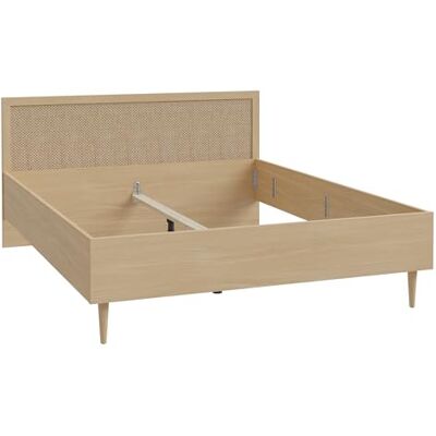 Forte CALASETTA Bett 160x200, Bett im Boho-Stil mit Wiener Geflecht, Schlafzimmer, Holzwerkstoff, Elegancia Eiche Holzdekor/Technorattan, 167 cm breit x 90 cm hoch x 206 cm tief Forte CALASETTA Bett 160x200, Bett im Boho-Stil mit Wiener Geflecht, Schlafzimmer, Holzwerkstoff, Elegancia Eiche Holzdekor/Technorattan, 167 cm breit x 90 cm hoch x 206 cm tief